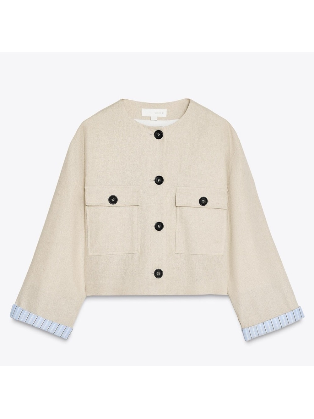 Cropped Linen Cream Jacket